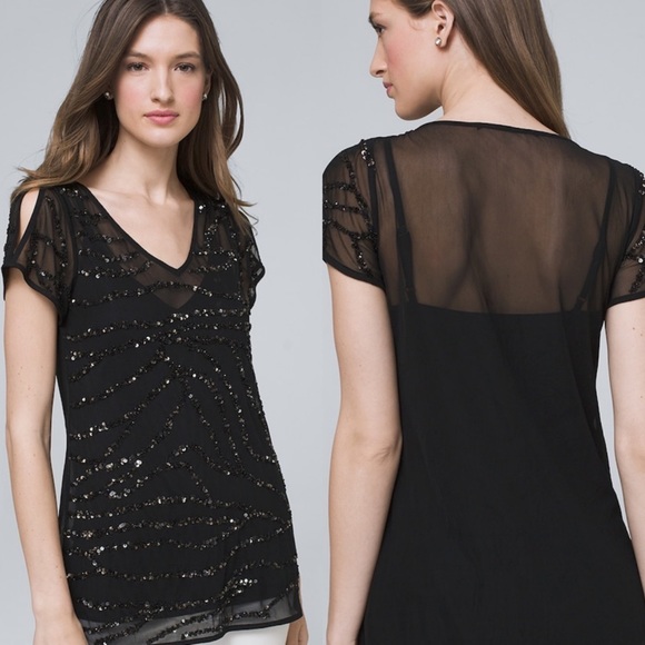 White House Black Market Tops - WHBM EMBELLISHED TOP